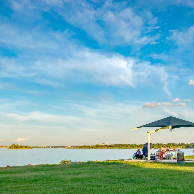 View of Lake Grapevine from a pavillion