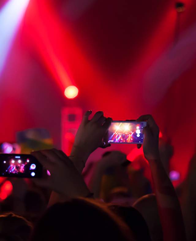 Crowd with Cell Phones up at Live Music Performance at GrapeFest