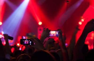 Crowd with Cell Phones up at Live Music Performance at GrapeFest