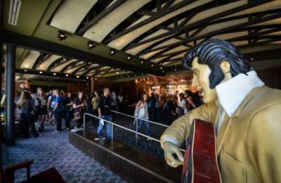 Elvis statue inside Palace Arts Center